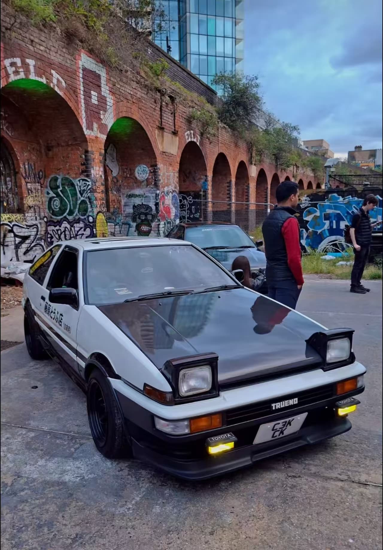 A classic coupe with raised pop-up headlights